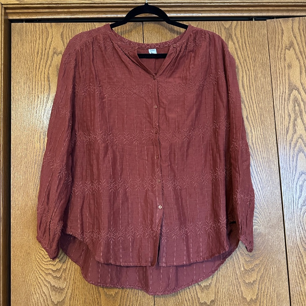 Old Navy Women's Rust Button-Up Top in Medium